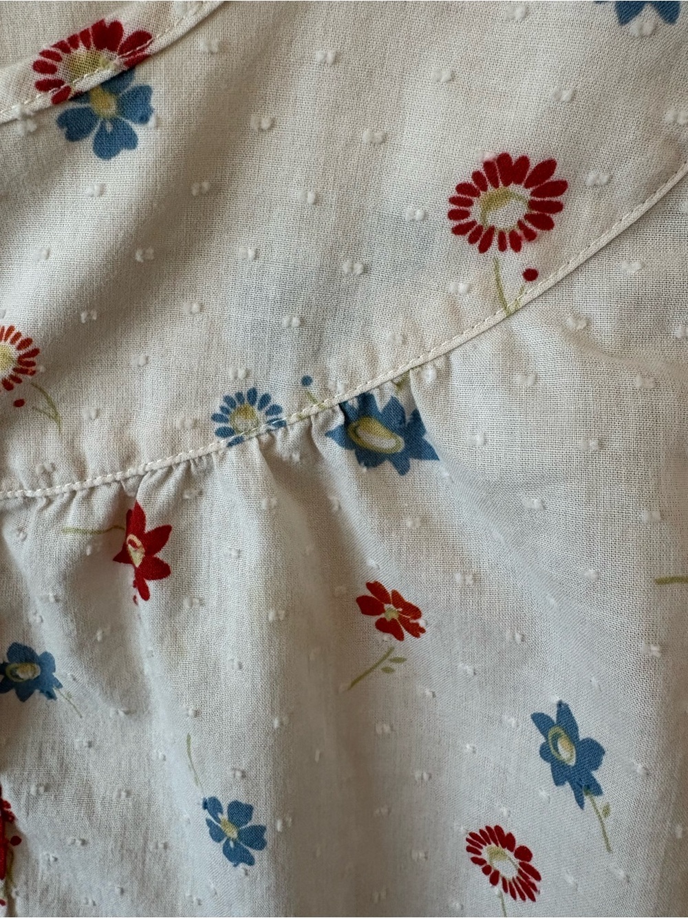 Madewell Cream Floral Button-Front Puff Sleeve Blouse - Picture 6 of 7